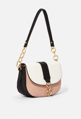 L. Saddle Shoulder Bag - Blush-White-Black