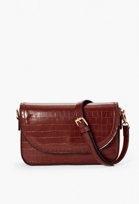 L. Circle Cut Crossbody Bag - Dark Cherry