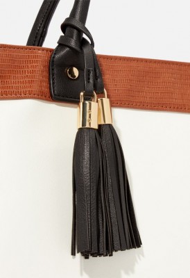 L. Ready for Anything Satchel - Black/Cognac/Bone