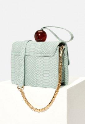 L. Resin Beaded Wristlet Crossbody Bag - Mint