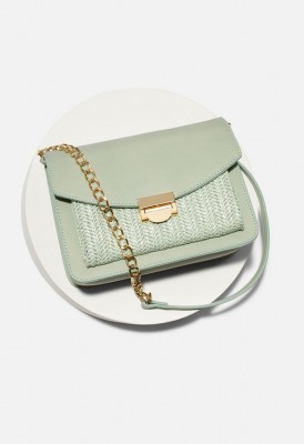 L. Mixed Material Crossbody Bag - Mint