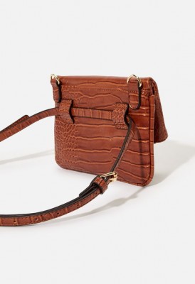 L. Flap Over Belt Bag - Cognac Croc