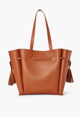 L. Tie Around Tassel Tote - Cognac