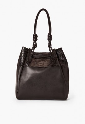 L. Knotted Up Bucket Shoulder Bag - Black