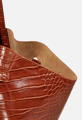 L. Bowed Out Tote - Cognac Croc