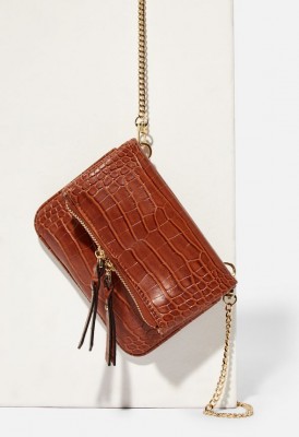 L. Flap Over Belt Bag - Cognac Croc