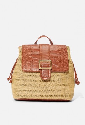 L. Mixed Media Backpack - Cognac Multi